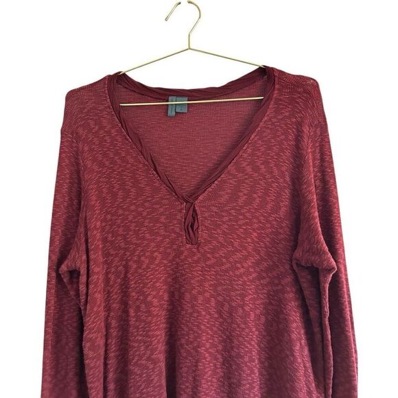 Left of Center Anthropologie Maroon Red Flannel Contrast Panels Size XL Cozy - Picture 3 of 9